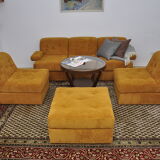 Yellow corduroy modular sofa, 1970s, set of 6