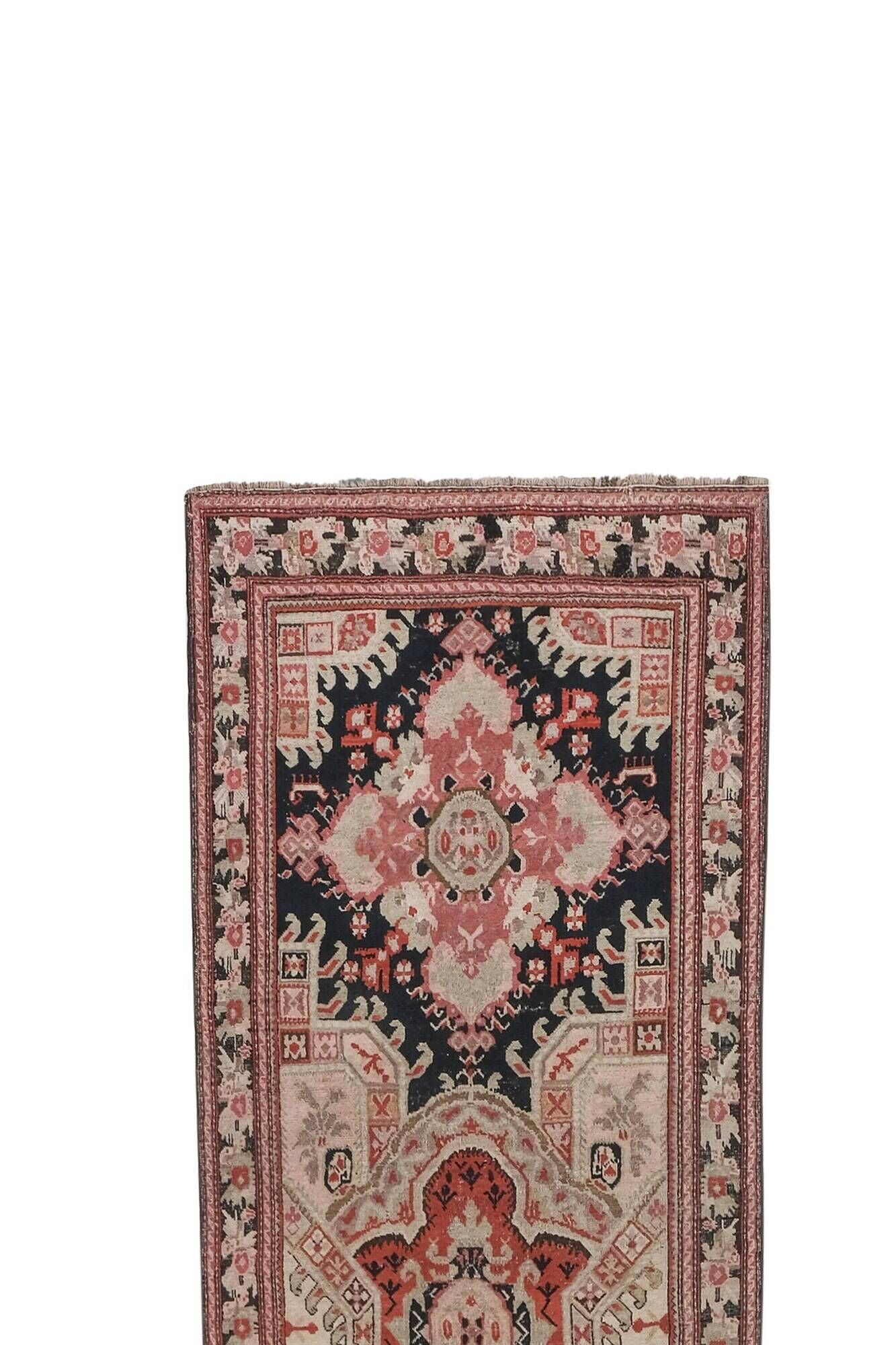 Vintage Turkish hallway rug 107x558 cm