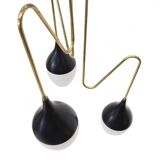 Brass chandelier with 3 pendants, 1950s