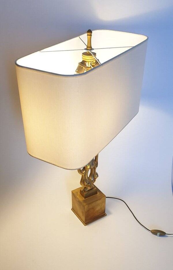 Lampe de bureau en bronze doré par Papineau, 1970s