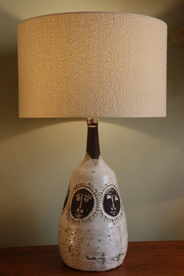 Enamelled ceramic table lamp by Albert Thiry, Vallauris 1960