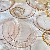 10 pink Arcoroc dessert plates