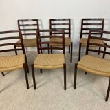 6 Niels Otto Moller chairs model 85 in rosewood