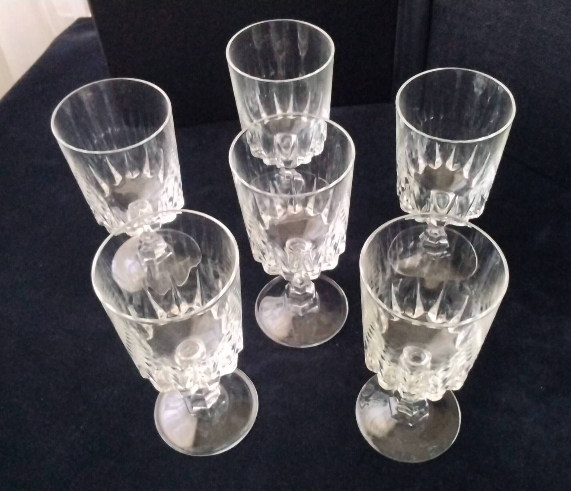 6 water glasses or large wine glasses Crystal d'Arques Model Louvre