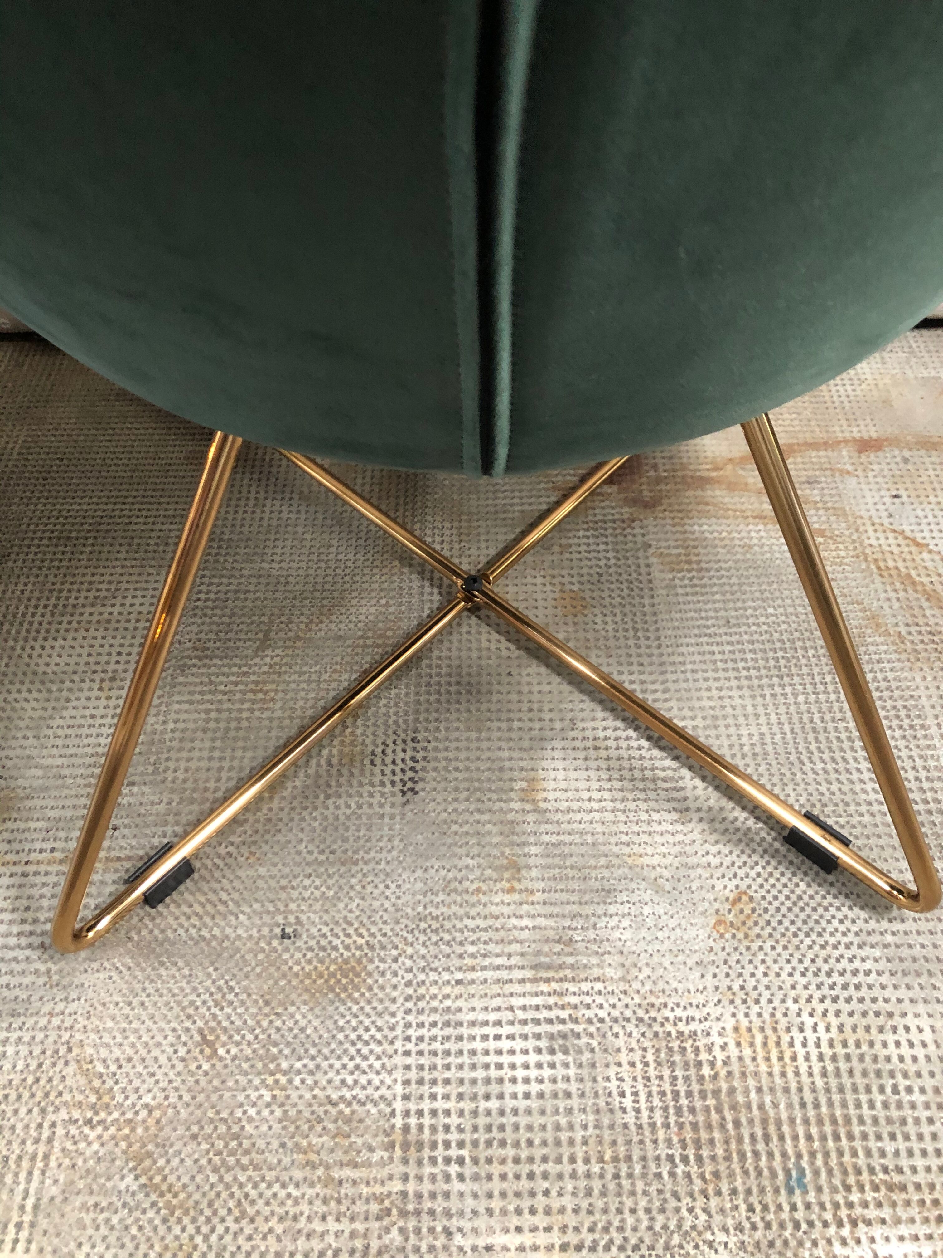 Pair of armchairs seated green velvet shell