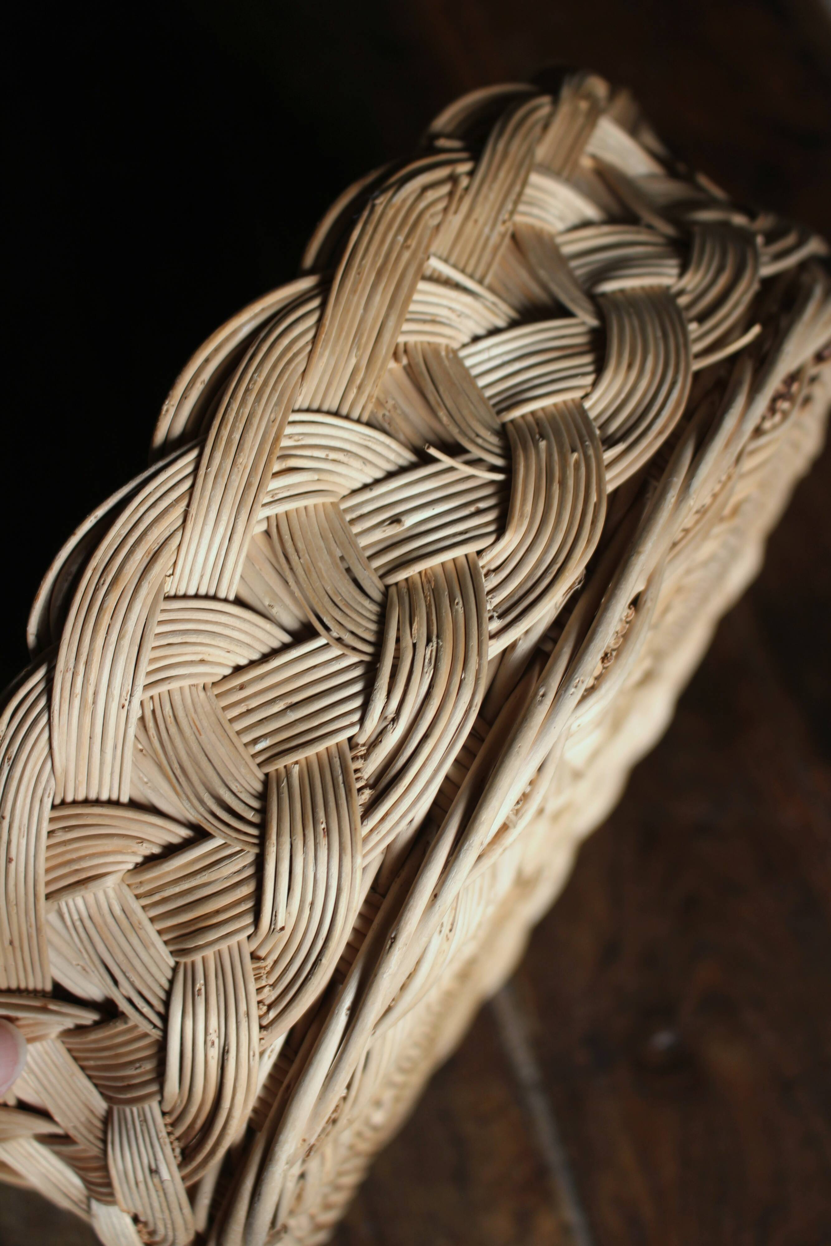 Panier Corbeille ronde osier tressage vintage