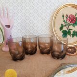 Set of 4 vintage 70s smoked glasses