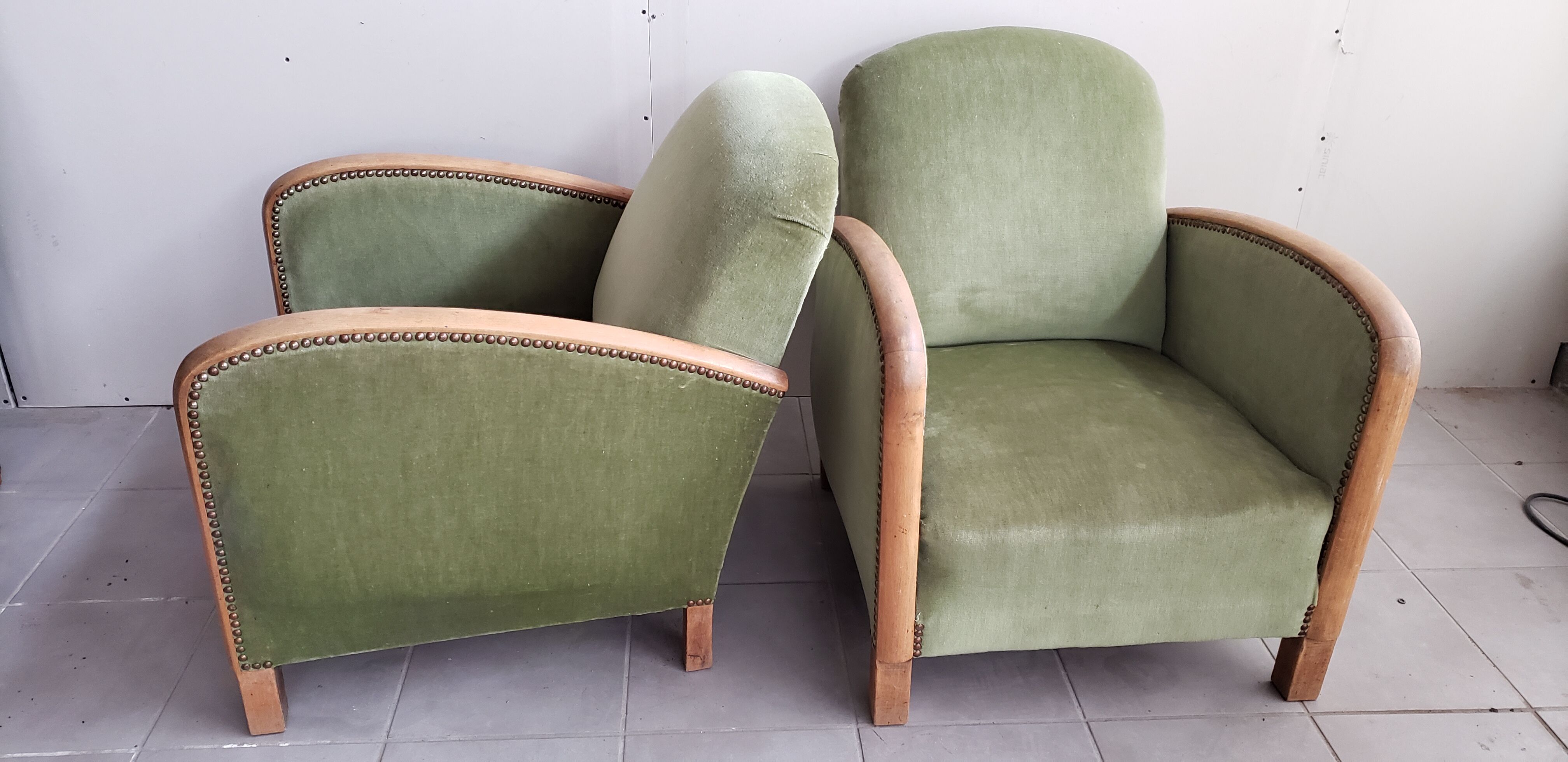 Pair of club art deco armchairs