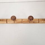 Vintage wooden wall coat rack in bamboo style (4 hooks) 50s 60s