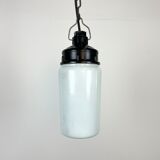 Industrial Bakelite Pendant Light with Milk Glass, 1970s