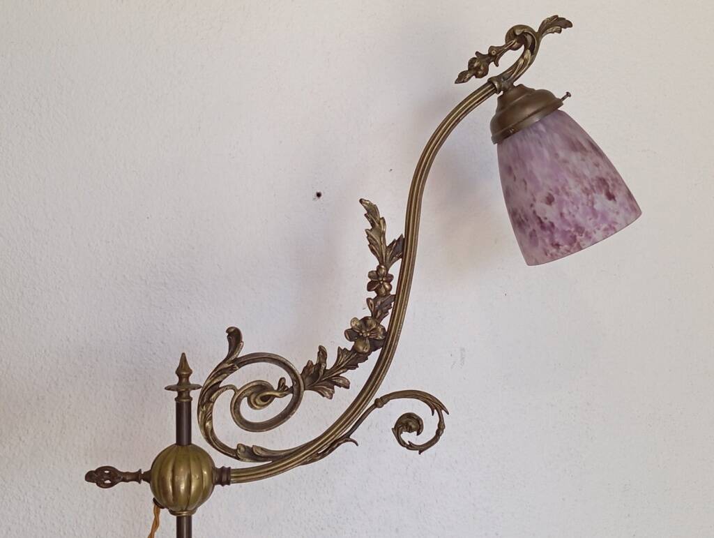 Lampe art nouveau monte et baisse en bronze