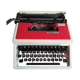 Typewriter "Burelec 315" made in Spain in red and white metal.