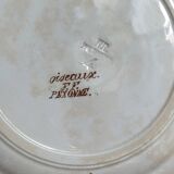 Sept assiettes à dessert terre de fer aux oiseaux f.f.Pexonne fin XIX ème