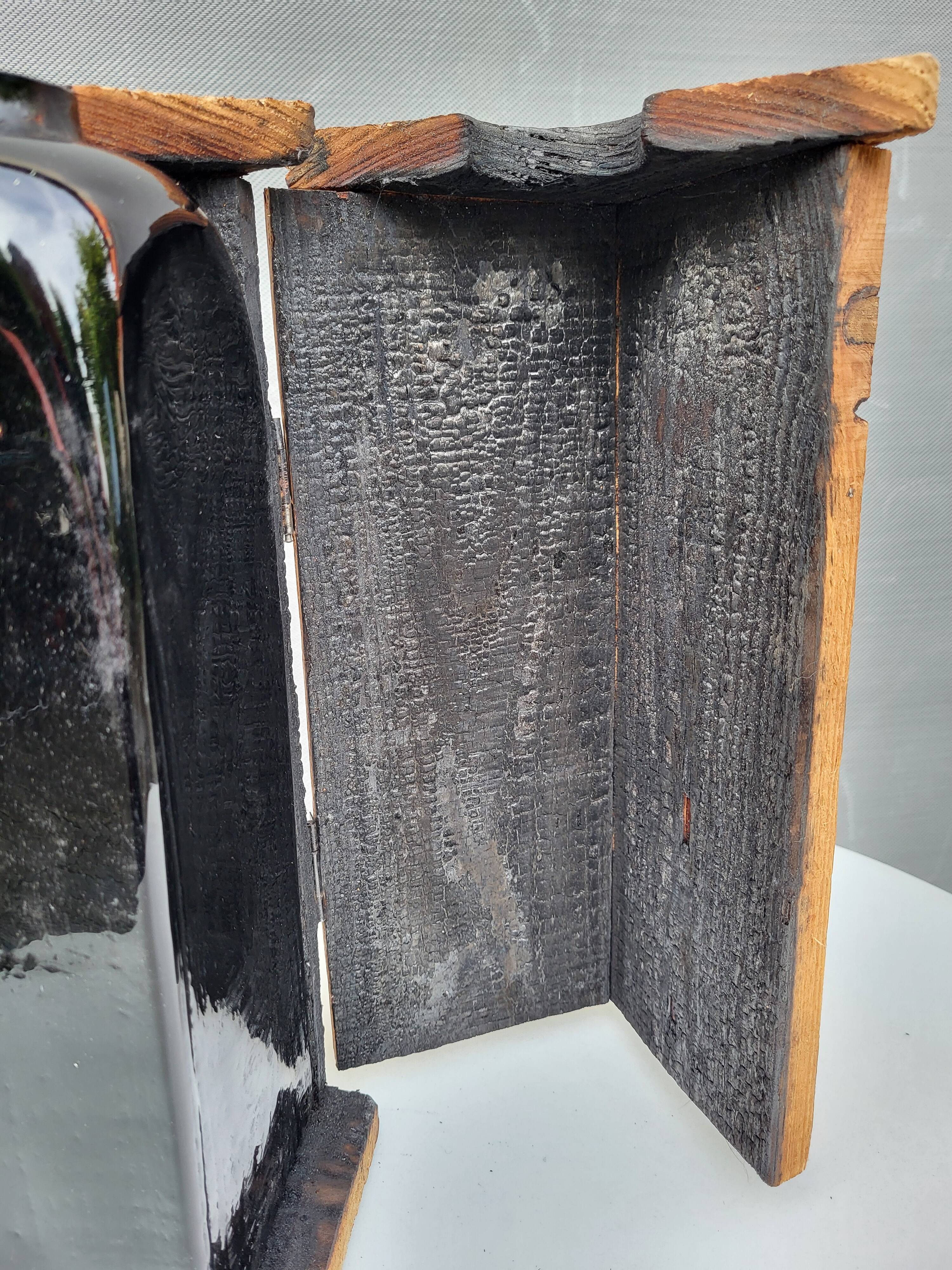 Wabi-Sabi glass vase with burnt wood mold