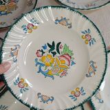 Set of 6 large flat plates Longwy Vieux Rouen vintage