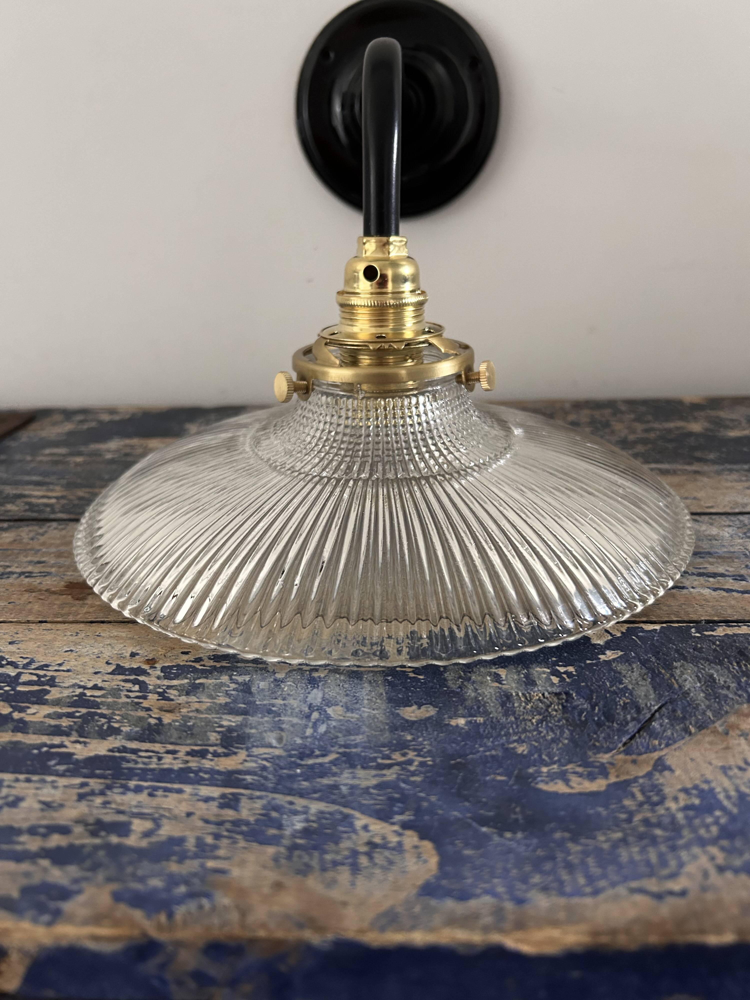 Holophane glass wall light