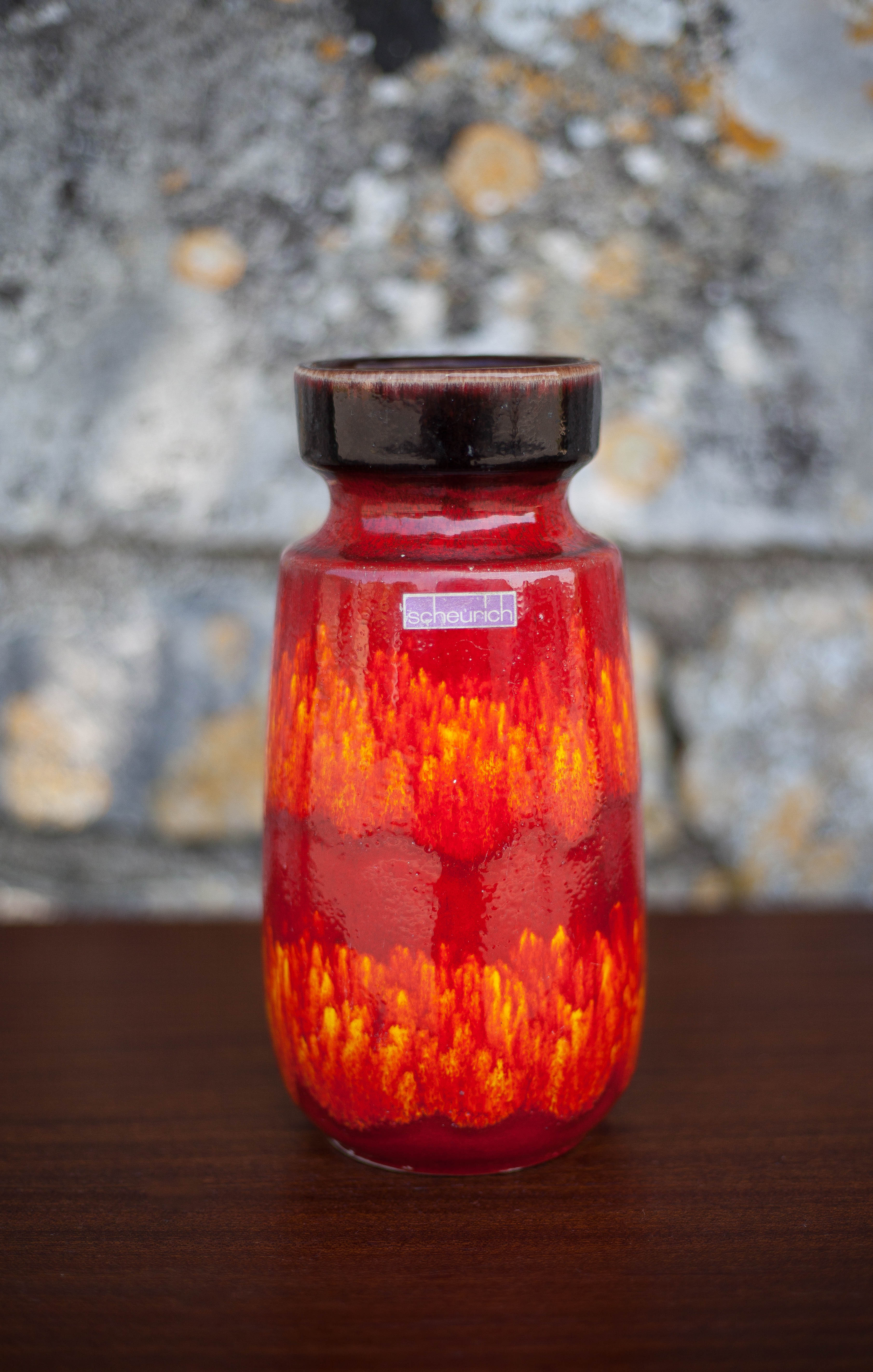 West Germany 242/22 ceramic vase, decorative vase, flower pot, fat lava, red vase, collection,