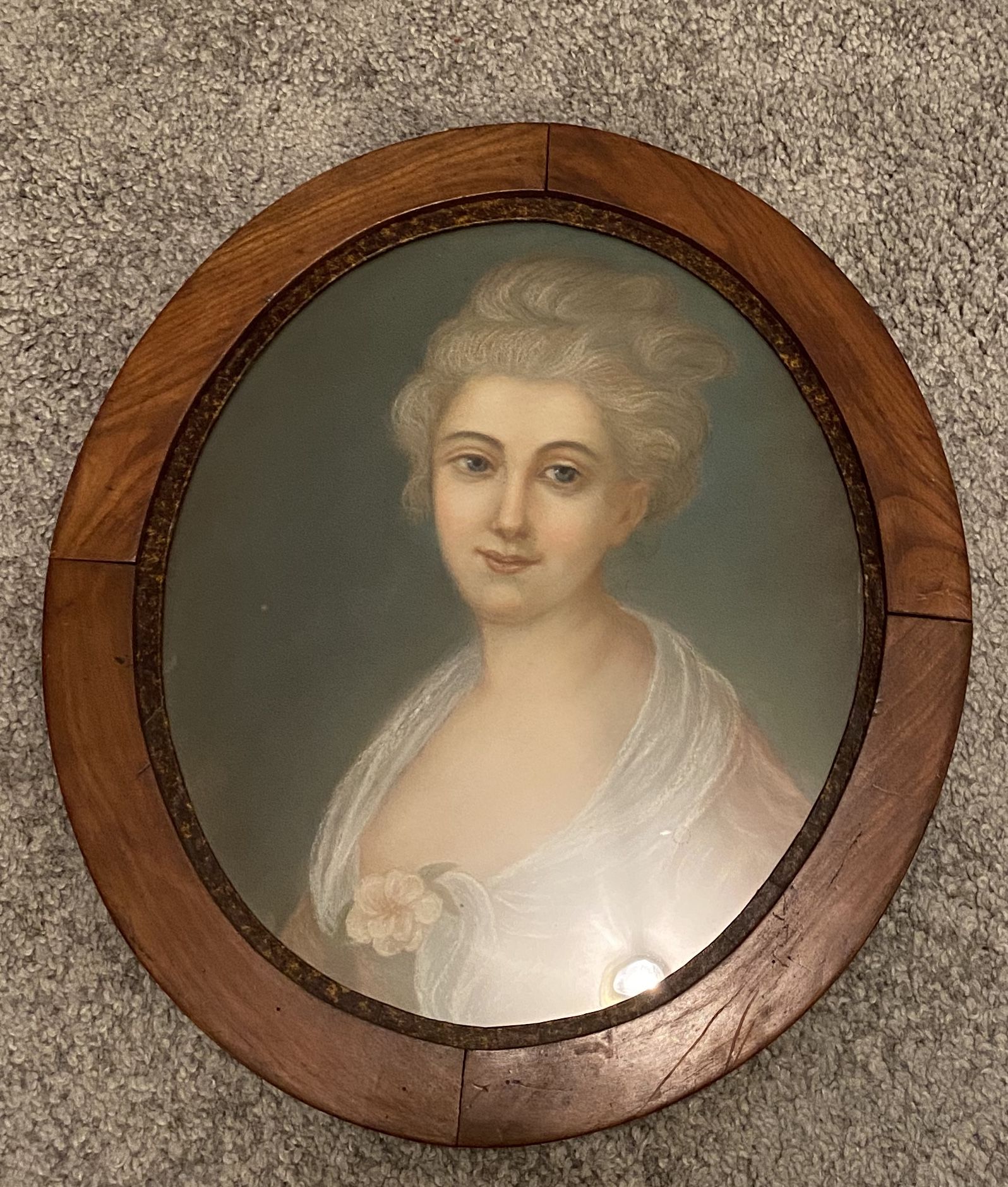 Old painting, portrait of a young girl