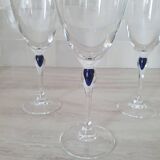 3 wine/water glasses Crystal d'Arques model Venice Sapphire blue