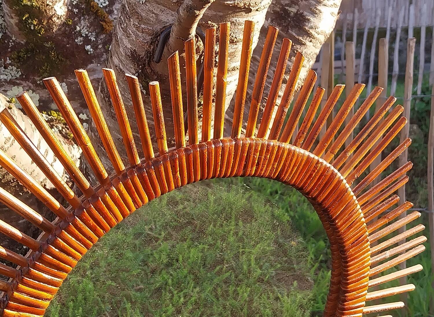 Rattan sun mirror 57 cm