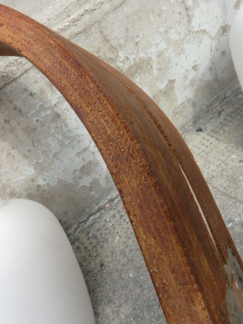 Pair of vintage Philips wood and opaline wall lamps