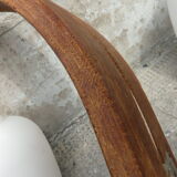 Pair of vintage Philips wood and opaline wall lamps