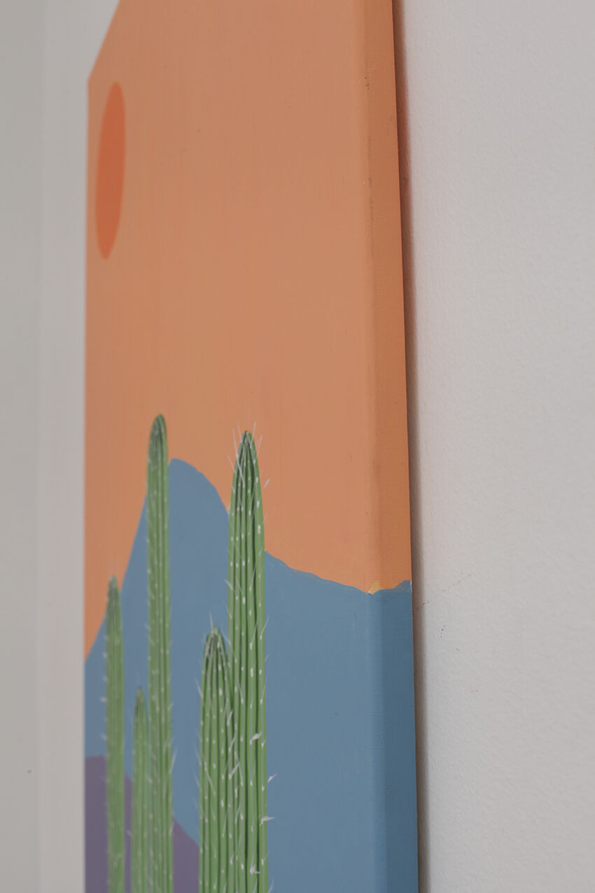Contemporary painting on cactus canvas