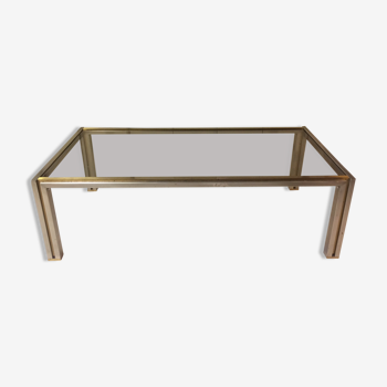 Coffee table with square tubular structure and smoked glass - 1970