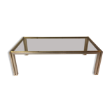 Coffee table with square tubular structure and smoked glass - 1970