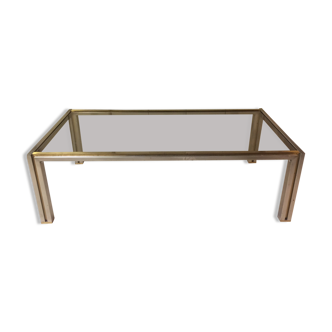 Coffee table with square tubular structure and smoked glass - 1970