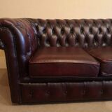 Burgundy leather chesterfield sofa two seater