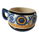 Quimper cup Paul Fouillen stylised decoration blue ochre circa 1940