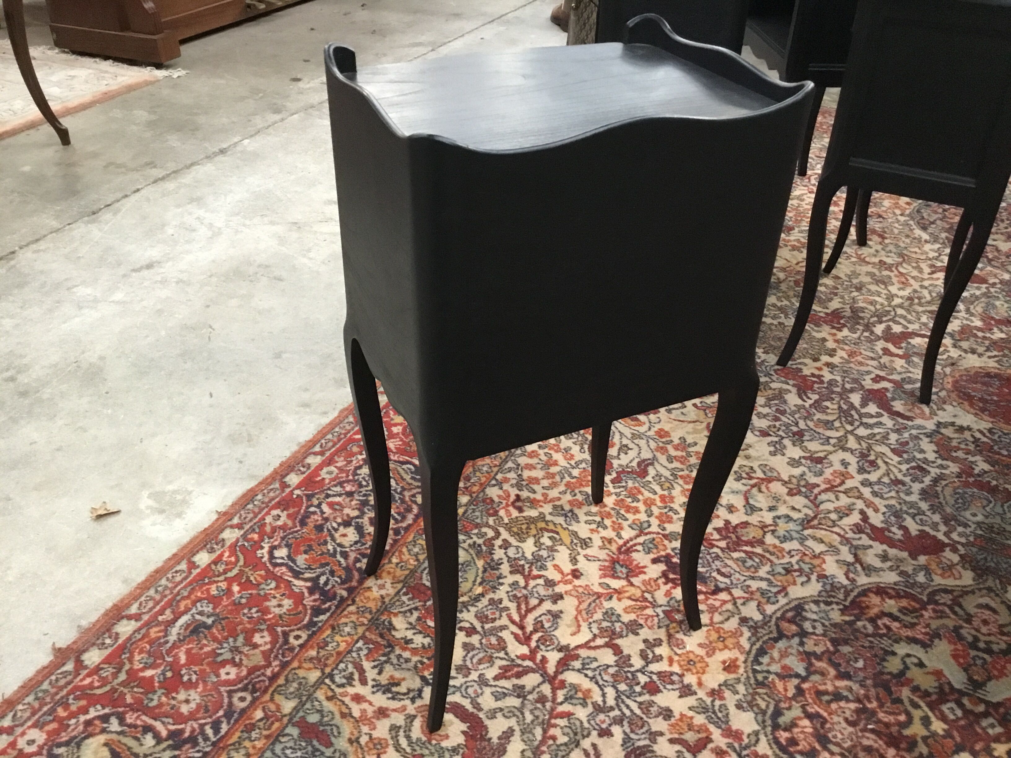 Bedside with drawer, black with patterns