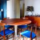 Italian teak chairs from the 1960s in blue.