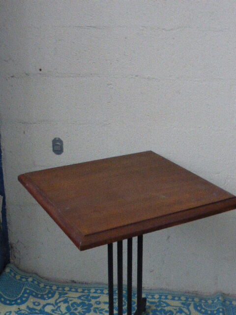 Table Bistro square wooden base metal vintage 1950/60