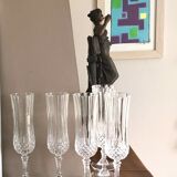 Set of 6 crystalline champagne flutes cut