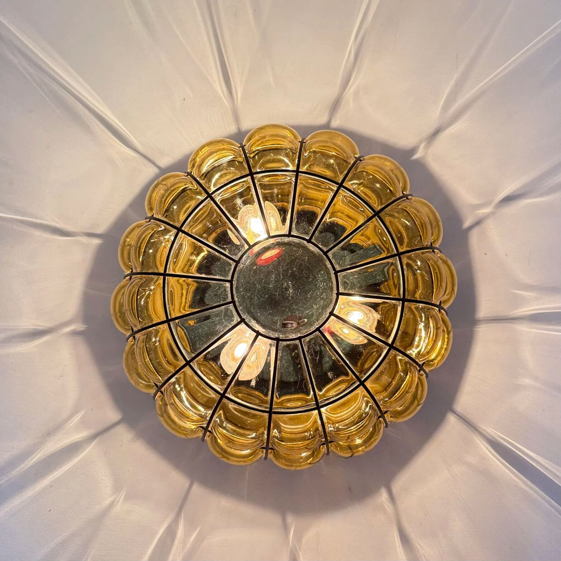Venetian Murano caged glass flush mount with large bubbles, 1960s