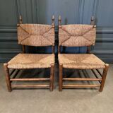 Pair of 20th century straw armchairs