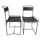Pair of perforated metal steel chairs from the 80s