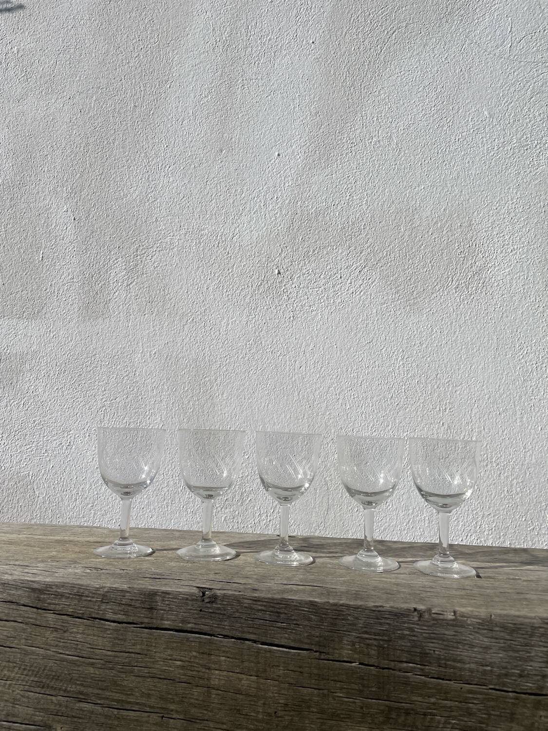5 cut crystal stemmed glasses