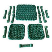 Table set in green Vallauris woven Barbotine