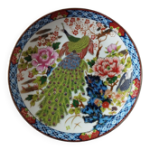 Assiette décorative Japon, style Imari, décor paon et pivoine