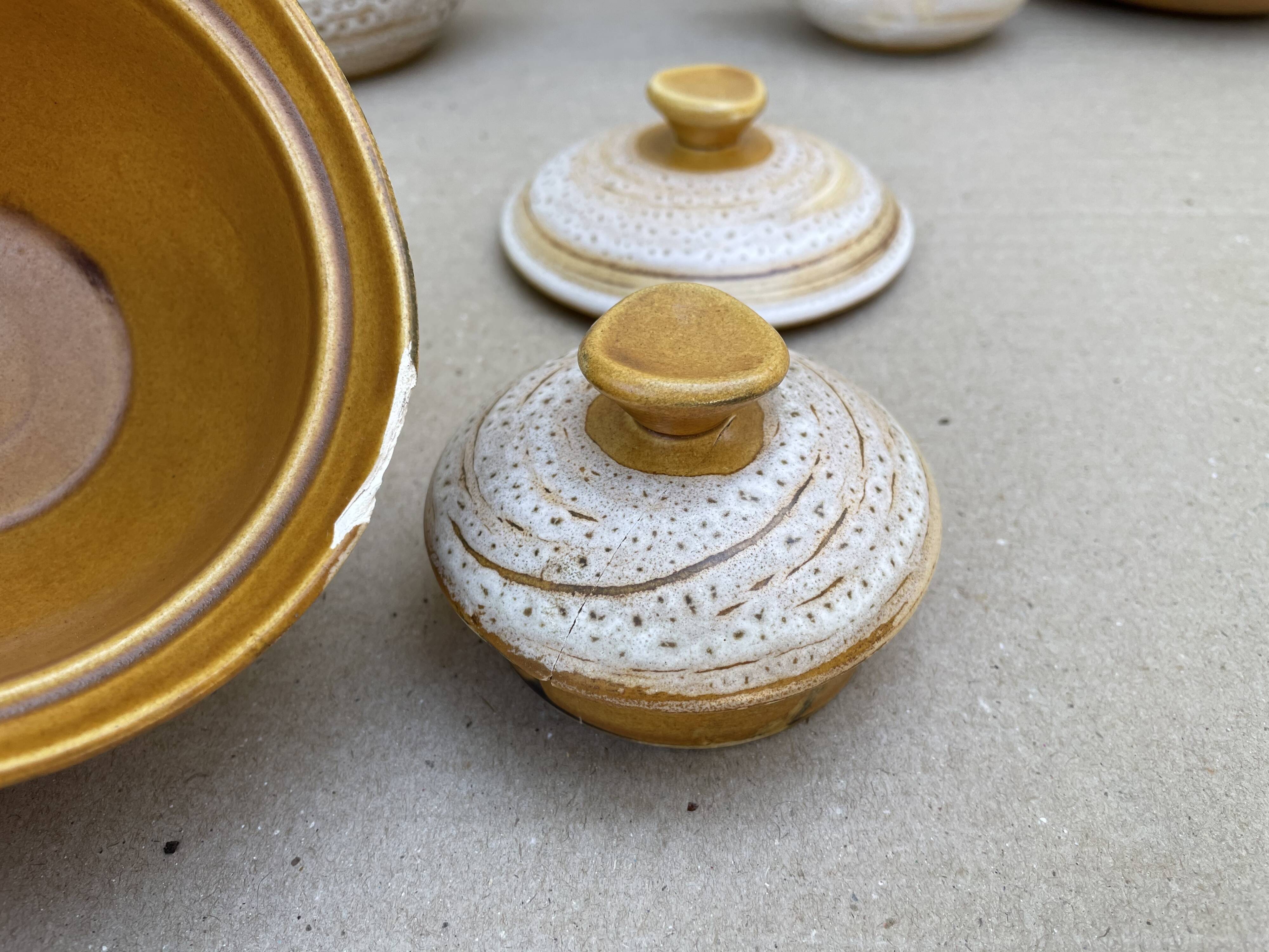 Stoneware coffee set niderviller model fauve - vintage - hand decoration