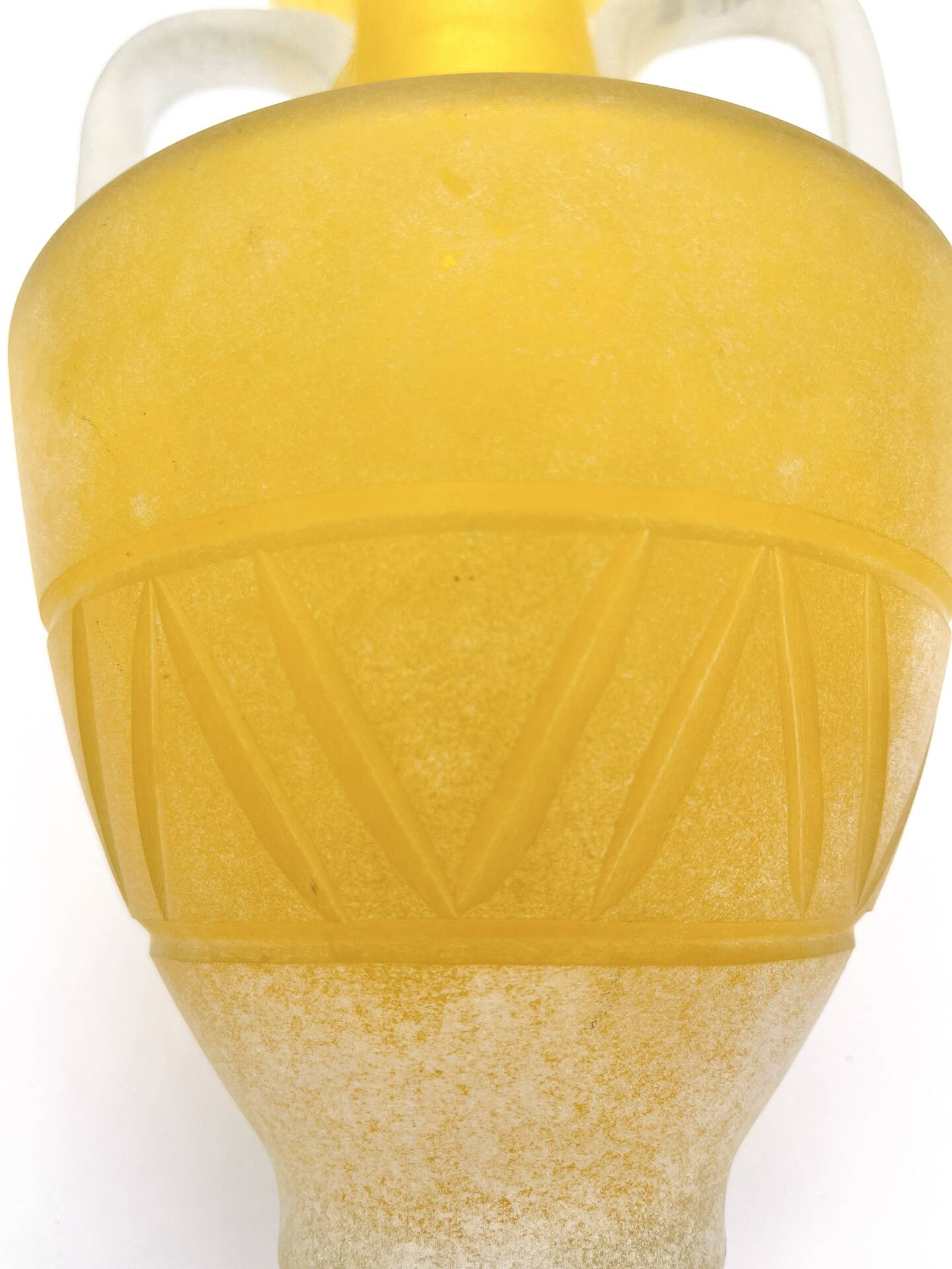 Vase Amphore Murano Scavo Jaune Safran Taillé  Cenedese