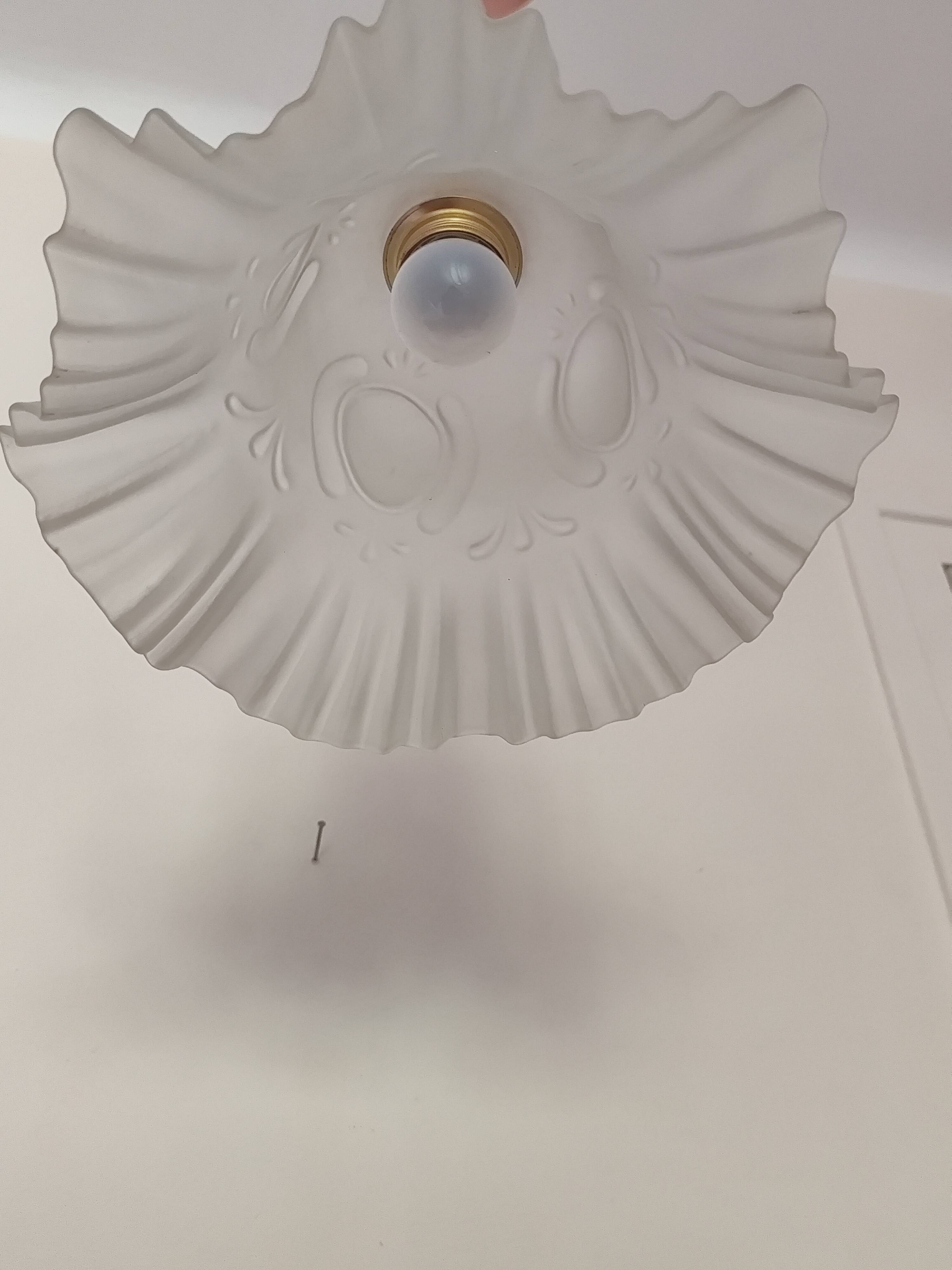 Pendant light with old glass tulip