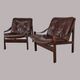 Pair of designer Scandinavian armchairs by Torbjorn Abdal, 1960s.