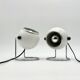 Paire de lampes globe oculaire Targetti rares en blanc et chrome, Italie, années 1970
