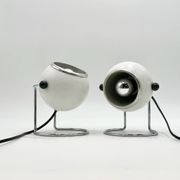 Pair of Rare Targetti Eyeball Lamps in White and Chrome, Italy, 1970s