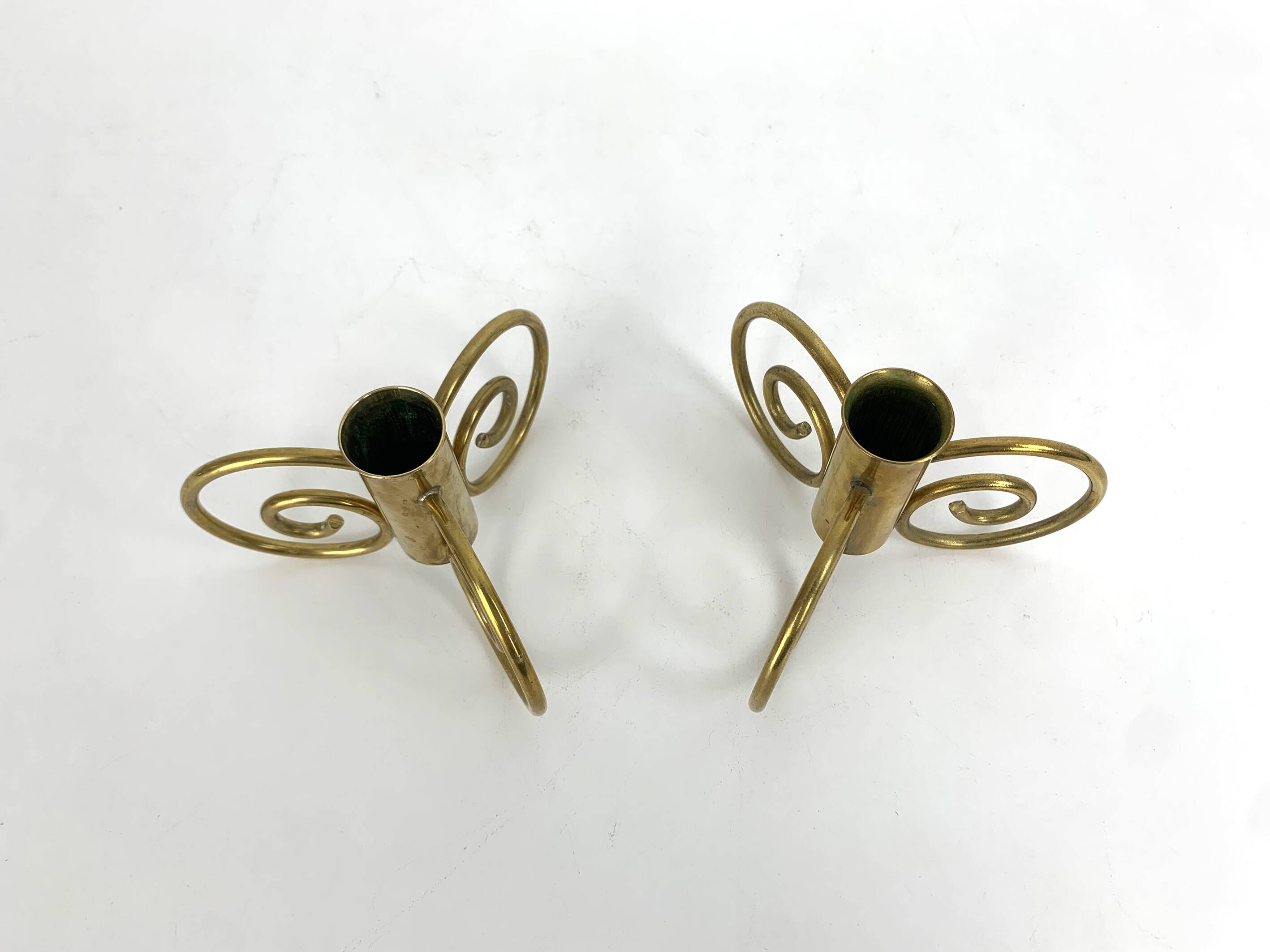 Pair of brass candlesticks, Lars Holmström for Svenskt Tenn, Sweden, 1950