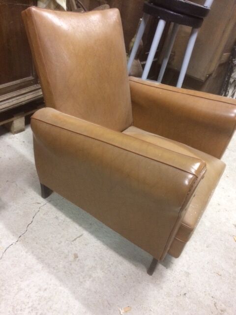 Fauteuil club skai marron